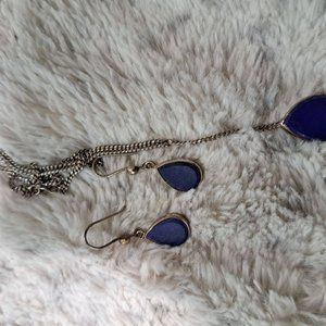 Custom Made Lapis Tear Drop Sterling Silver Necklace With Tear Drop Earrings